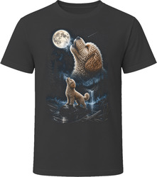 Mini Goldendoodle Dog Howling at the Moon T Shirt