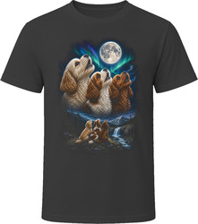 Three Cream, Blenheim and Ruby Cavapoo Doodle Dogs Howling at the Moon T-Shirt