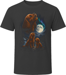 Ruby Cavapoo Doodle Dog Howling at the Moon While Puppy Watches T-Shirt