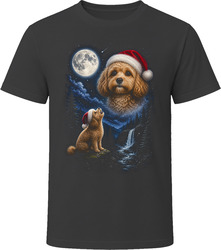 Apricot Cavapoo Doodle Dog Santa Hat Christmas Howling at the Moon T-Shirt