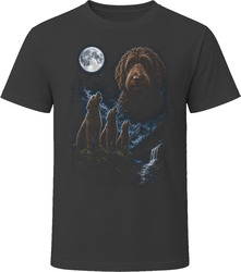 Three Chocolate Labradoodle Doodle Dogs Howling at the Moon T-Shirt Three Chocolate Labradoodle Doodle Dogs Howling at the Moon T-Shirt