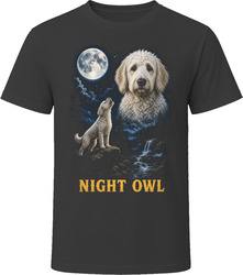 White Labradoodle Doodle Dog Night Owl Howling at the Moon T-Shirt White Labradoodle Doodle Dog Night Owl Howling at the Moon T-Shirt