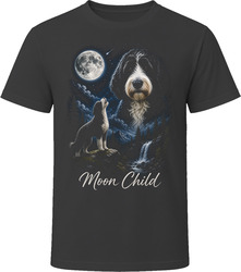 Parti Labradoodle Doodle Dog Moon Child Howling at the Moon T-Shirt Parti Labradoodle Doodle Dog Moon Child Howling at the Moon T-Shirt