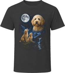 Two Cream Goldendoodle Doodle Dogs Howling at the Moon T-Shirt