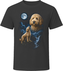 Cream Goldendoodle Doodle Dog Howling at the Crescent Moon T-Shirt