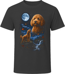 Red Goldendoodle Doodle Dog Autumn Leaves Howling at the Moon T-Shirt Red Goldendoodle Doodle Dog Autumn Leaves Howling at the Moon T-Shirt