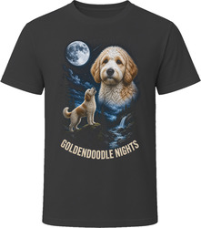 Parti Goldendoodle Nights Doodle Dog Howling at the Moon T-Shirt Parti Goldendoodle Nights Doodle Dog Howling at the Moon T-Shirt