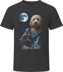 Tan Goldendoodle Doodle Dog Moon Child Howling at the Moon T-Shirt Tan Goldendoodle Doodle Dog Moon Child Howling at the Moon T-Shirt