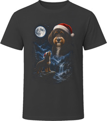 Sable Bernedoodle Doodle Dog Santa Hat Christmas Howling at the Moon T-Shirt Sable Bernedoodle Doodle Dog Santa Hat Christmas Howling at the Moon T-Shirt