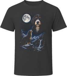 Phantom Bernedoodle Doodle Dog Winter Snow Howling at the Moon T-Shirt Phantom Bernedoodle Doodle Dog Winter Snow Howling at the Moon T-Shirt
