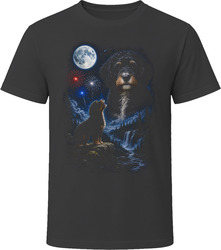 Black Bernedoodle Doodle Dog Fourth of July Fireworks Howling at the Moon T-Shirt Black Bernedoodle Doodle Dog Fourth of July Fireworks Howling at the Moon T-Shirt