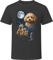 Three Apricot Maltipoo Doodle Dogs Howling at the Moon T-Shirt Three Apricot Maltipoo Doodle Dogs Howling at the Moon T-Shirt