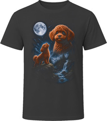 Red Maltipoo Doodle Dog Howling at the Moon on a Rock T-Shirt Red Maltipoo Doodle Dog Howling at the Moon on a Rock T-Shirt