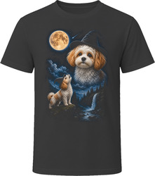 Parti Maltipoo Doodle Dog Witch Hat Halloween Howling at the Moon T-Shirt Parti Maltipoo Doodle Dog Witch Hat Halloween Howling at the Moon T-Shirt