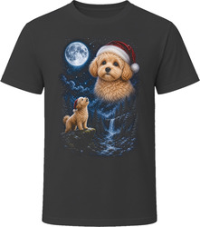 Apricot Maltipoo Doodle Dog Santa Hat Christmas Howling at the Moon T-Shirt Apricot Maltipoo Doodle Dog Santa Hat Christmas Howling at the Moon T-Shirt