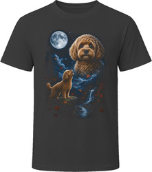 Brown Maltipoo Doodle Dog Autumn Leaves Howling at the Moon T-Shirt Brown Maltipoo Doodle Dog Autumn Leaves Howling at the Moon T-Shirt
