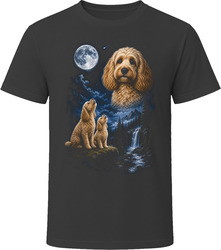 Two Buff Cockapoo Doodle Dogs Howling at the Moon T-Shirt