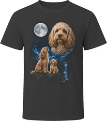 Apricot Cockapoo Doodle Dog Howling at the Moon While Puppy Watches T-Shirt