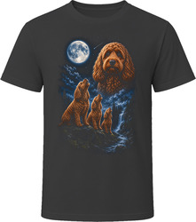 Three Red Cockapoo Doodle Dogs Howling at the Moon T-Shirt