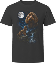 Chocolate Cockapoo Doodle Dog Howling at the Moon on a Rock T-Shirt