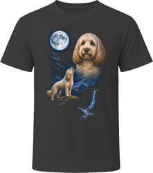 Cream Cockapoo Doodle Dog Howling at the Moon on a Hilltop T-Shirt