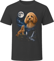 Apricot Cockapoo Doodle Dog Howling at the Moon Over the Lake T-Shirt