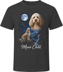 Cream Cockapoo Doodle Dog Moon Child Howling at the Moon T-Shirt