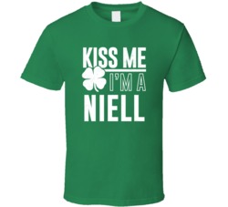 Niell Kiss Me Im Irish Parody Custom Last Name St Patricks Day T Shirt