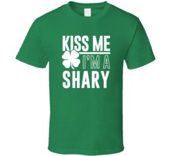 Shary Kiss Me Im Irish Parody Custom Last Name St Patricks Day T Shirt