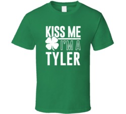 Tyler Kiss Me Im Irish Parody Custom Last Name St Patricks Day T Shirt