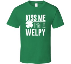 Welpy Kiss Me Im Irish Parody Custom Last Name St Patricks Day T Shirt