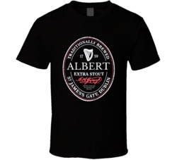 Albert Irish Beer Label St Patricks Day Guinness Parody Grunge T Shirt