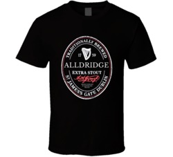 Alldridge Irish Beer Label St Patricks Day Guinness Parody Grunge T Sh