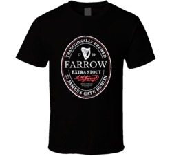 Farrow Irish Beer Label St Patricks Day Guinness Parody Grunge T Shirt