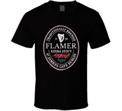 Flamer Irish Beer Label St Patricks Day Guinness Parody Grunge T Shirt