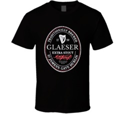 Glaeser Irish Beer Label St Patricks Day Guinness Parody Grunge T Shir