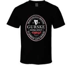 Gurske Irish Beer Label St Patricks Day Guinness Parody Grunge T Shirt