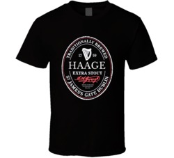 Haage Irish Beer Label St Patricks Day Guinness Parody Grunge T Shirt