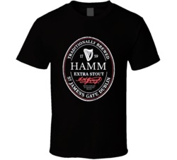Hamm Irish Beer Label St Patricks Day Guinness Parody Grunge T Shirt