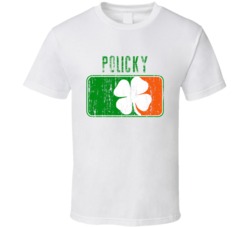 Policky Distressed St Patricks Day Last Name T Shirt