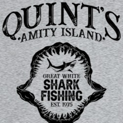 Quint's Amity Island Great White Shark Fishing Jaws Movie Fan T Shirt Quint's Amity Island Great White Shark Fishing Jaws Movie Fan T Shirt