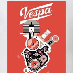 Tim Park's Vespa Illustration Scooter Engine T Shirt Tim Park's Vespa Illustration Scooter Engine T Shirt