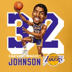 Magic Johnson Caricature Baksetball T Shirt Magic Johnson Caricature Baksetball T Shirt