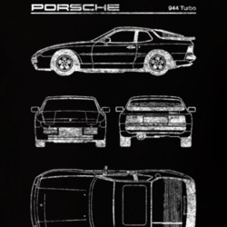 Porsche 944 Turbo Diagrams Blueprint Classic Collectible Car Fan Worn Porsche 944 Turbo Diagrams Blueprint Classic Collectible Car Fan Worn