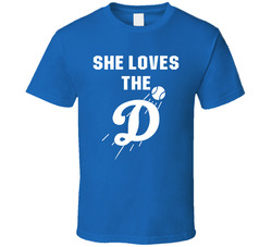 She Loves The D Los Angeles Baseball Fan Gift Classic Cotton Unisex T Shirt