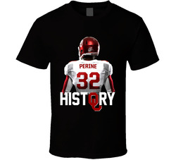 Samaje Perine 32 Oklahoma Football Rushing Record 427 History Logo Classic Cotton Unisex T Shirt