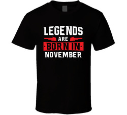 Legends Are Born In November Scorpio Saggitarius Zodiac Birtday Gift Classic Cotton Unisex T Shirt