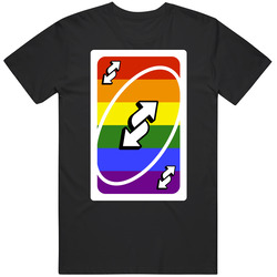 Gay Pride Rainbow Reverse Uno Card Game Fan Halloween Fancy Dress Cotton Unisex T Shirt