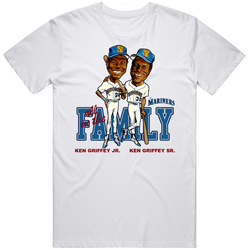 Ken Griffey Jr And Sr Baseball Caricature Cotton Unisex T Shirt