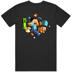 Minecraft Run Away Creeper Chase Pickaxe Cotton Unisex T Shirt